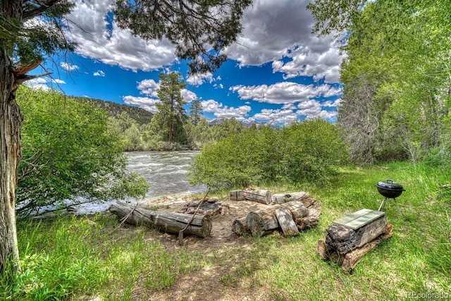 view of yard featuring a water view