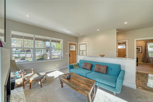 322 W Park Ave, Salida, CO 81201 - living area featuring carpet, recessed lighting, and baseboards