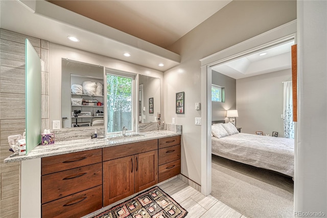 322 W Park Ave, Salida, CO 81201 - bathroom with connected bathroom, vanity, and recessed lighting