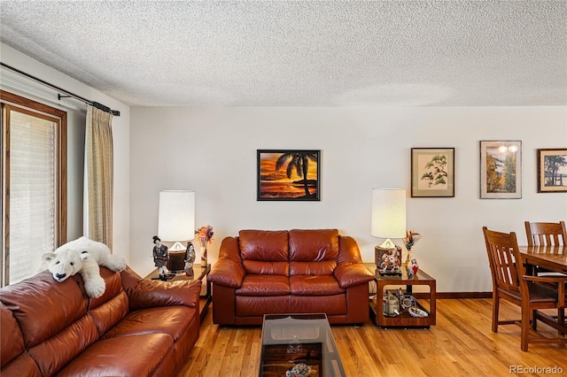 7590 E Easter Pl, Centennial, CO 80112 - living room featuring a textured ceiling and light wood-style floors