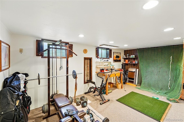 7590 E Easter Pl, Centennial, CO 80112 - exercise area featuring carpet floors, recessed lighting, and plenty of natural light