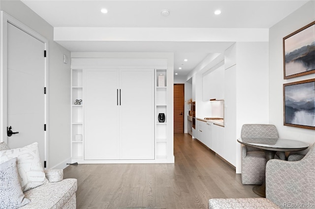 interior space featuring recessed lighting and light wood-style flooring