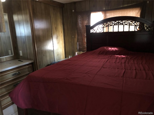 9260 County Road 133, Simla, CO 80835 - bedroom featuring wood walls and a closet