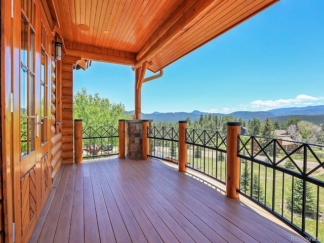 deck featuring a mountain view