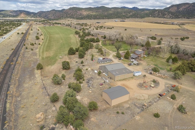 drone / aerial view with a mountain view