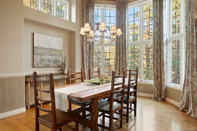 dining area with a healthy amount of sunlight and light hardwood / wood-style flooring