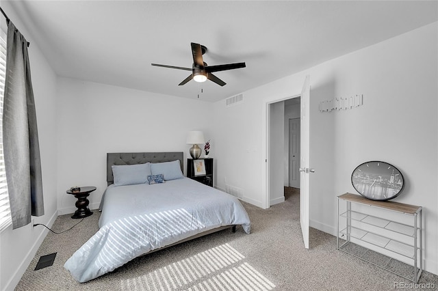 bedroom featuring carpet flooring and ceiling fan