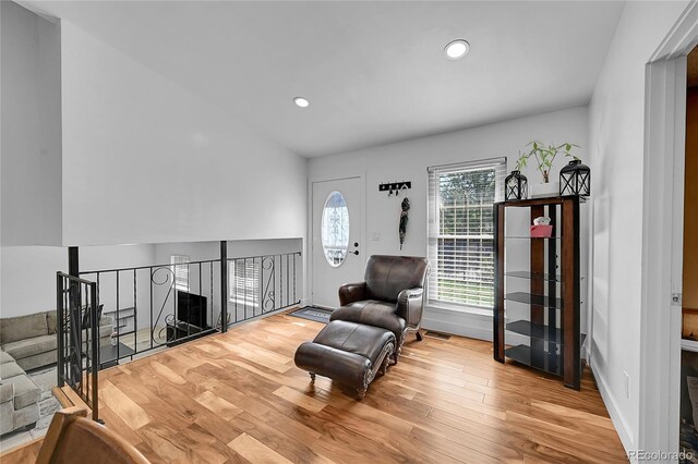 living area featuring light hardwood / wood-style floors