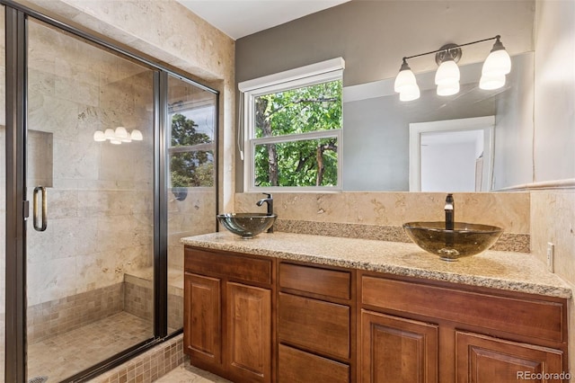 1352 N Downing St, Denver, CO 80218 - full bath featuring a shower stall and double vanity
