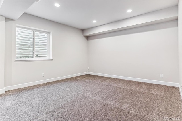 basement with carpet floors