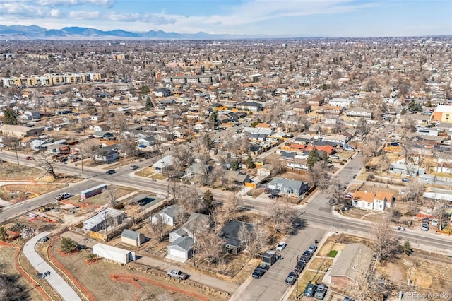 birds eye view of property featuring a residential view and a mountain view