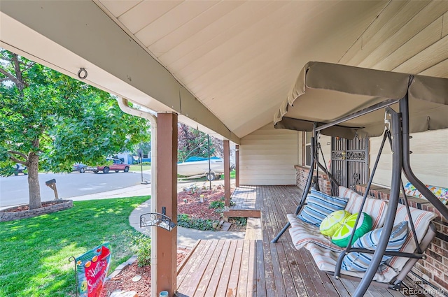 wooden deck featuring a porch