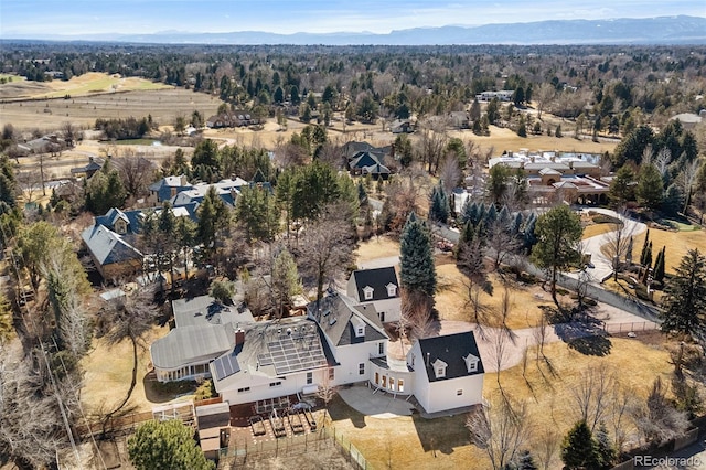 drone / aerial view with a mountain view and a residential view