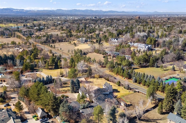 bird's eye view with a mountain view