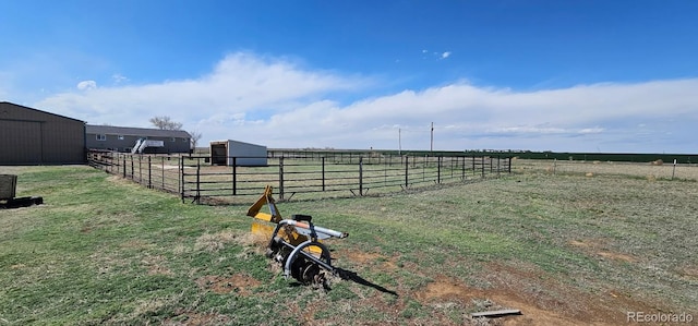 31142 County Road 18, Keenesburg, CO 80643 - view of yard featuring a rural view, an outdoor structure, a pole building, and an exterior structure