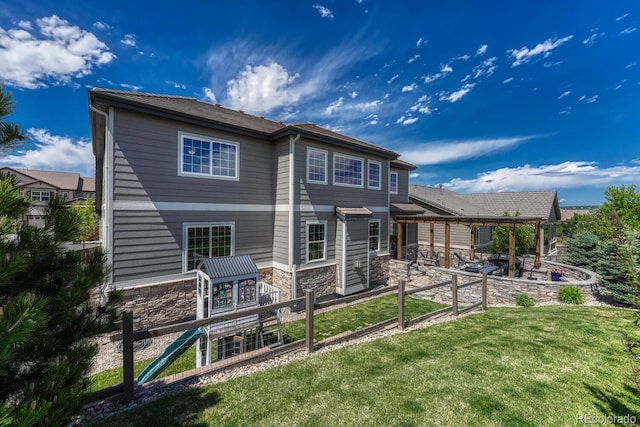 6738 Esmeralda Dr, Castle Rock, CO 80108 - rear view of property featuring stone siding