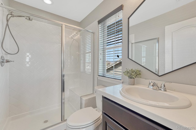6738 Esmeralda Dr, Castle Rock, CO 80108 - bathroom with a stall shower, toilet, and vanity