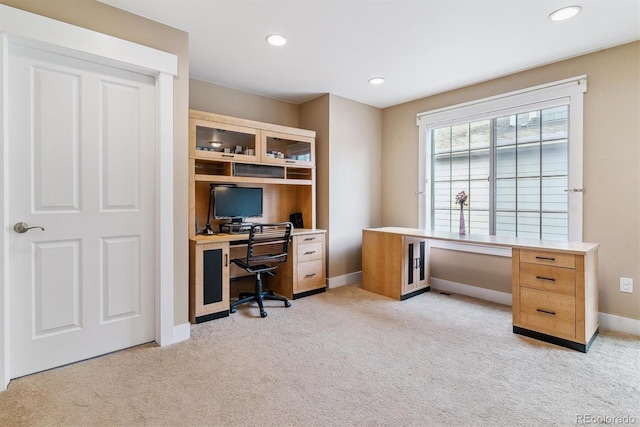 1160 S Sherman St, Denver, CO 80210 - office area with light carpet, baseboards, and recessed lighting