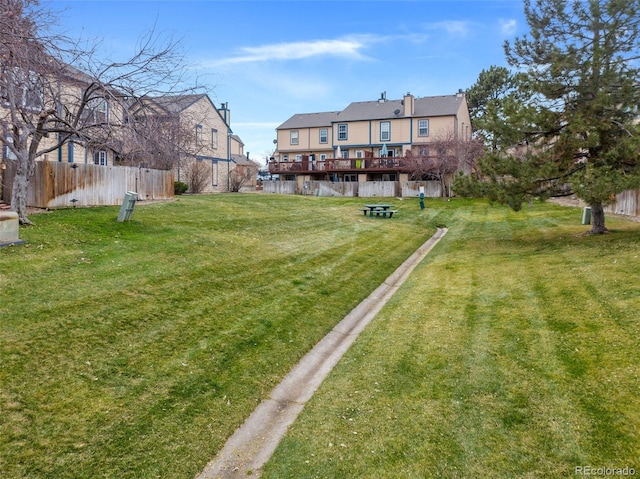 view of yard with a deck