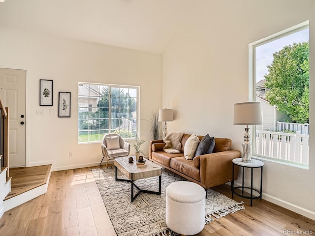 21472 E 46th Ave, Denver, CO 80249 - living room featuring light wood finished floors and baseboards