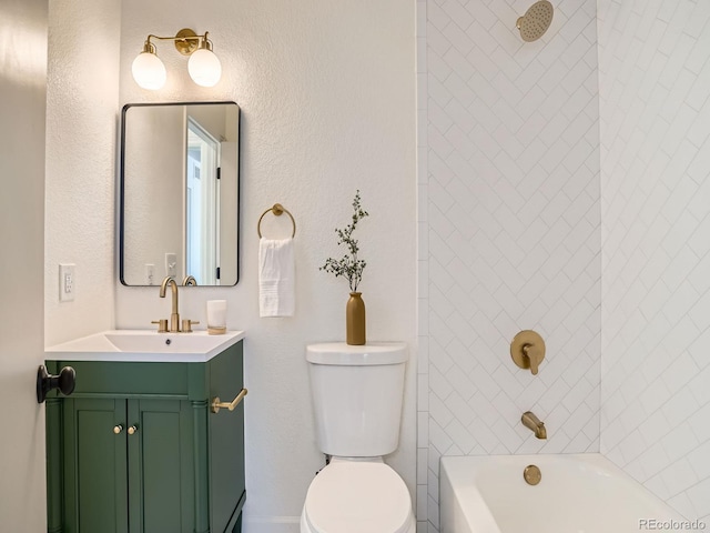 21472 E 46th Ave, Denver, CO 80249 - bathroom featuring vanity, toilet, and bathing tub / shower combination