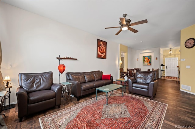 6615 Annanhill Pl, Colorado Springs, CO 80922 - living room with ceiling fan and wood finished floors