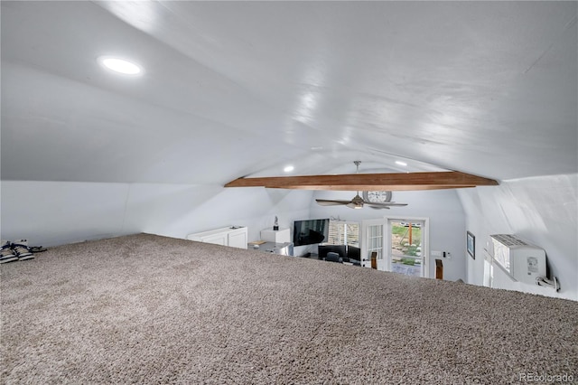 interior space featuring lofted ceiling with beams and recessed lighting