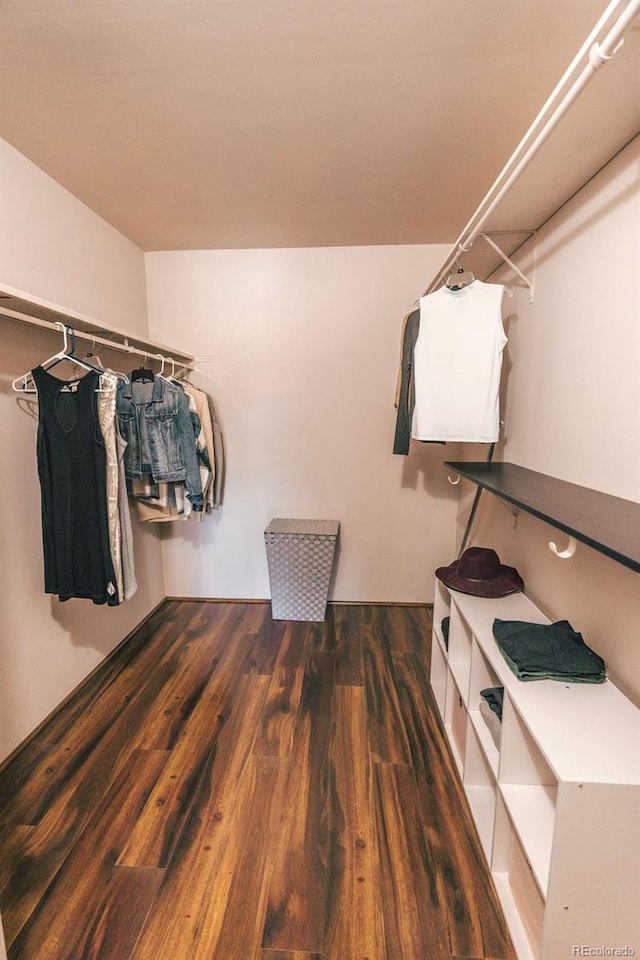 spacious closet with wood finished floors