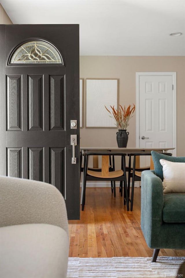 foyer entrance featuring light wood-type flooring