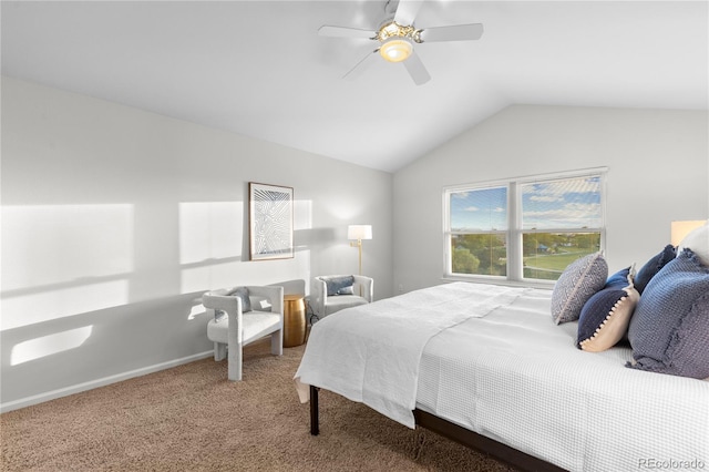 9453 Lark Sparrow Dr, Highlands Ranch, CO 80126 - carpeted bedroom with vaulted ceiling, ceiling fan, and baseboards