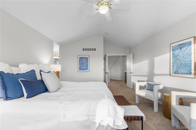9453 Lark Sparrow Dr, Highlands Ranch, CO 80126 - bedroom featuring carpet, lofted ceiling, and ceiling fan