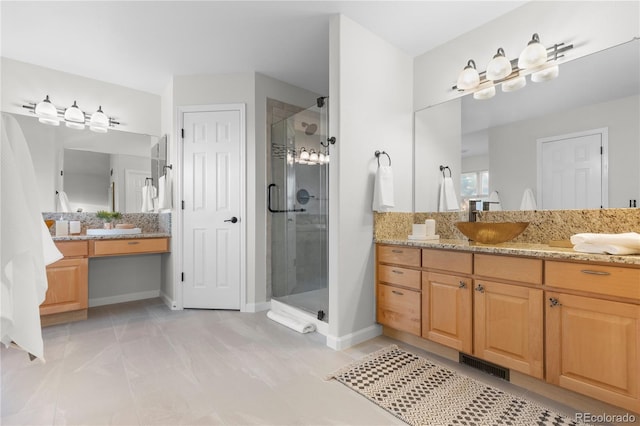 9453 Lark Sparrow Dr, Highlands Ranch, CO 80126 - bathroom with a stall shower and vanity