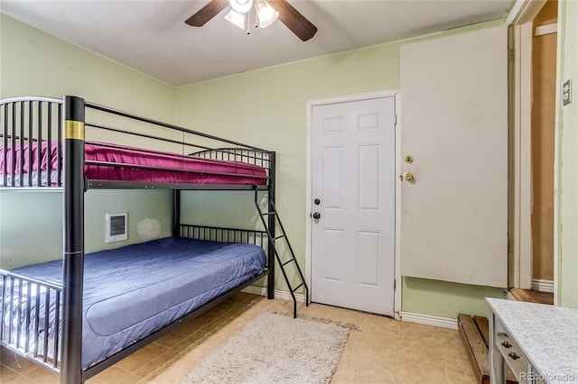 1881 E 95th Ave, Thornton, CO 80229 - bedroom with visible vents, baseboards, ceiling fan, and light tile patterned floors