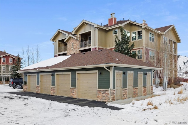 exterior space with a garage