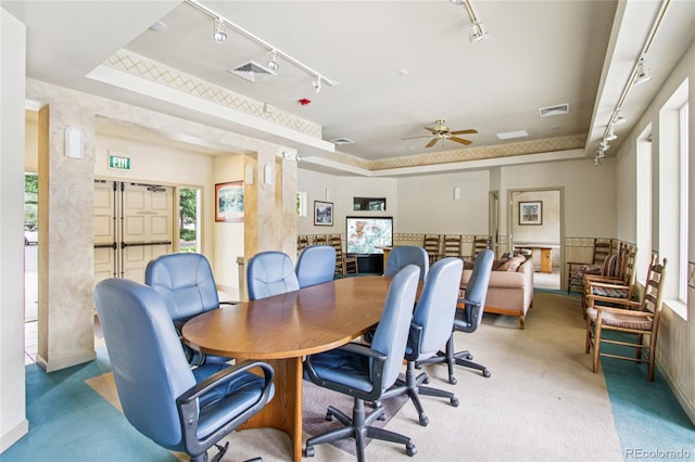 4545 Wheaton Dr Unit B210, Fort Collins, CO 80525 - office space featuring track lighting, a raised ceiling, carpet, and a ceiling fan
