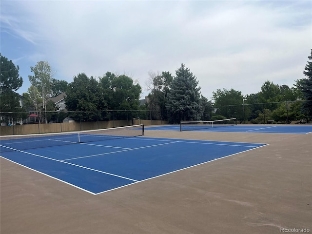 view of tennis court with basketball court