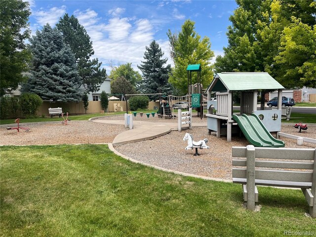 view of play area featuring a yard