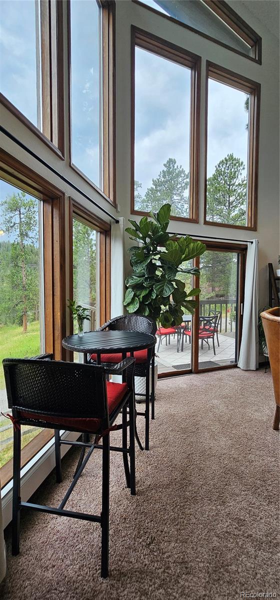 27901 Pine Dr, Evergreen, CO 80439 - dining room featuring a towering ceiling