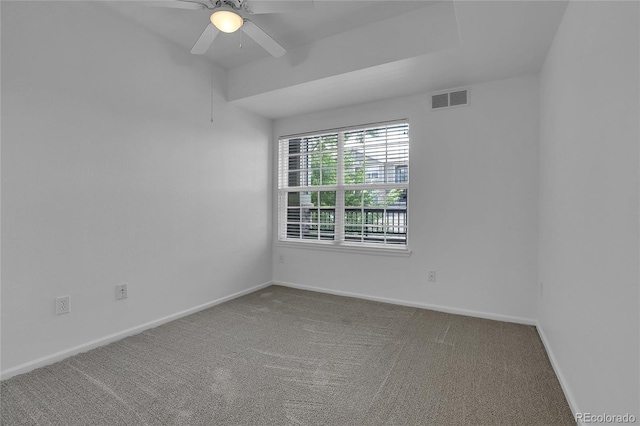 carpeted empty room with ceiling fan