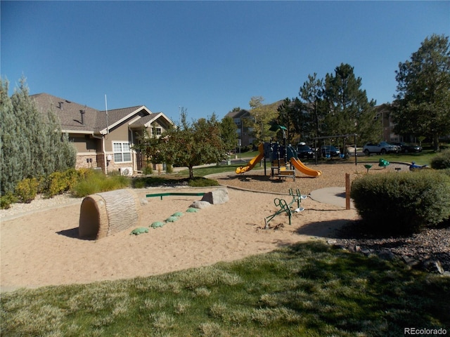 view of play area with a lawn