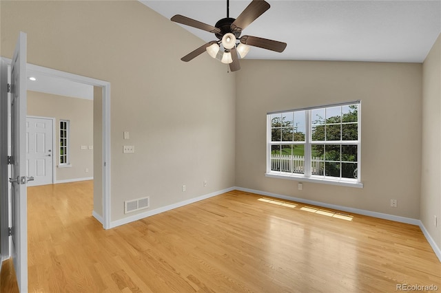 11268 Grove St Unit I, Westminster, CO 80031 - unfurnished room with a ceiling fan, light wood-type flooring, and high vaulted ceiling