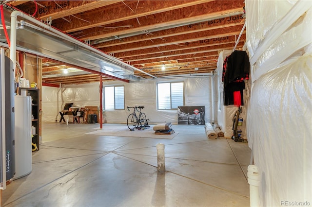 basement with water heater