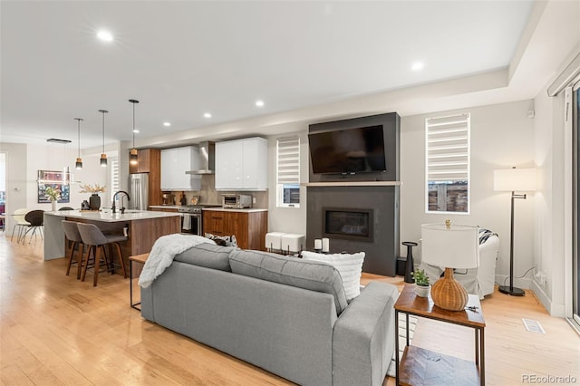 living room featuring light hardwood / wood-style floors