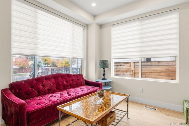 living room with hardwood / wood-style flooring