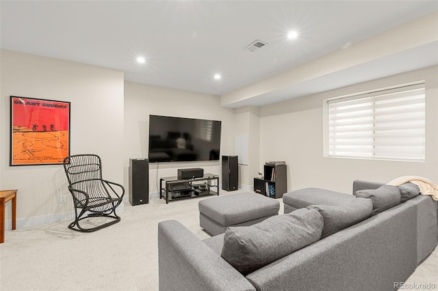 living room featuring carpet floors