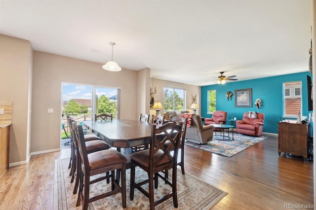 6612 Big Leaf Ln, Colorado Springs, CO 80927 - dining area featuring light wood-style flooring and ceiling fan