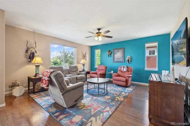 6612 Big Leaf Ln, Colorado Springs, CO 80927 - living area featuring ceiling fan and wood finished floors