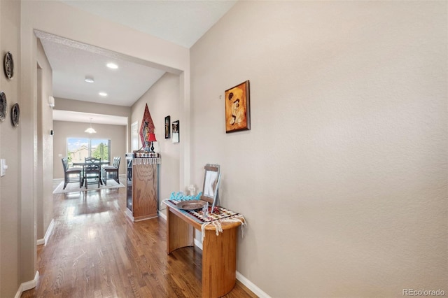 6612 Big Leaf Ln, Colorado Springs, CO 80927 - corridor featuring wood finished floors and recessed lighting