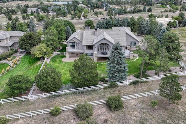 bird's eye view with a rural view