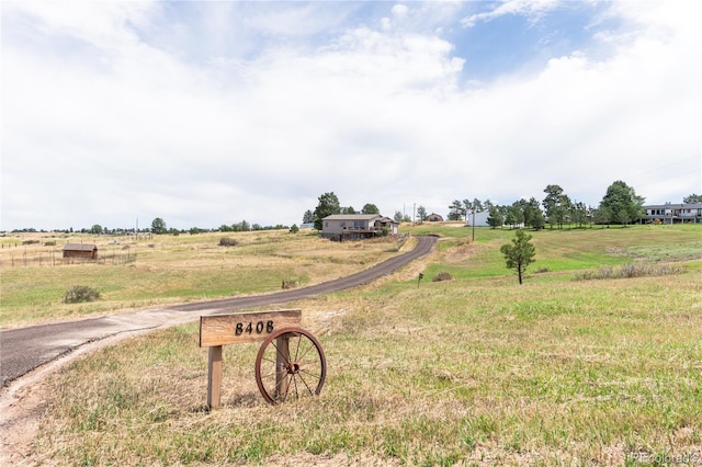 view of road with a rural view